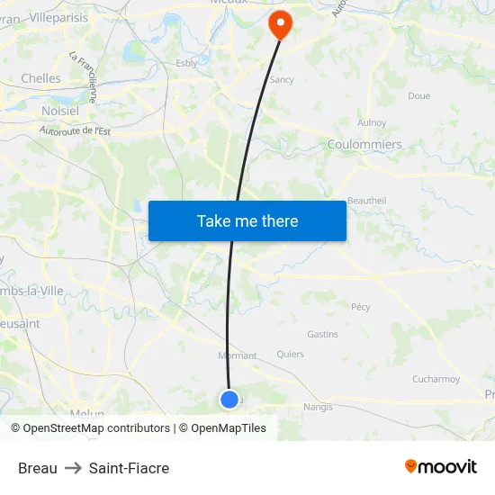 Breau to Saint-Fiacre map