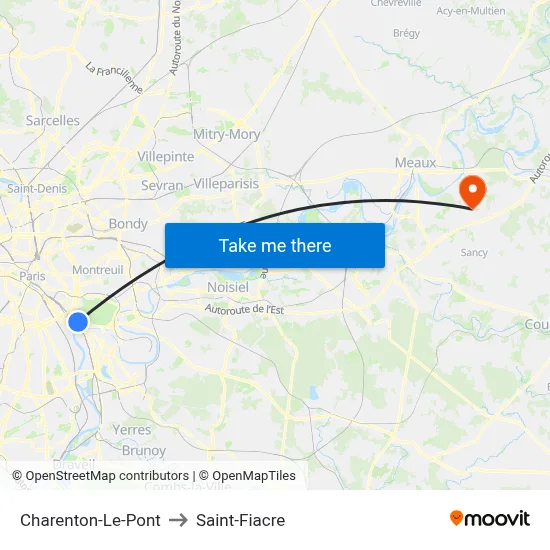 Charenton-Le-Pont to Saint-Fiacre map