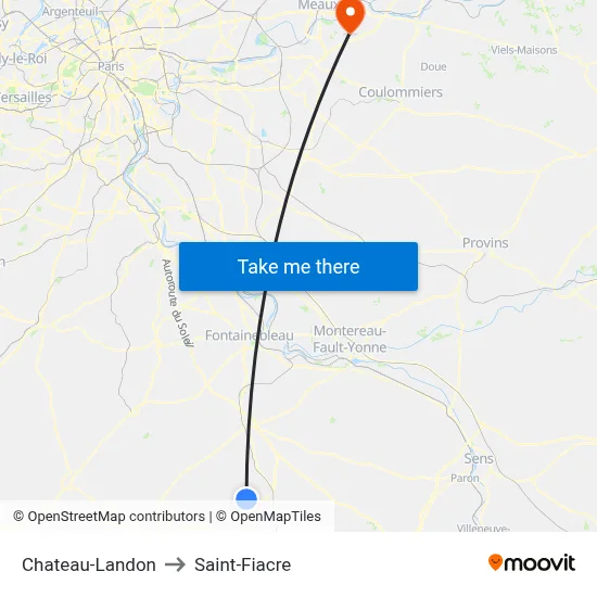 Chateau-Landon to Saint-Fiacre map