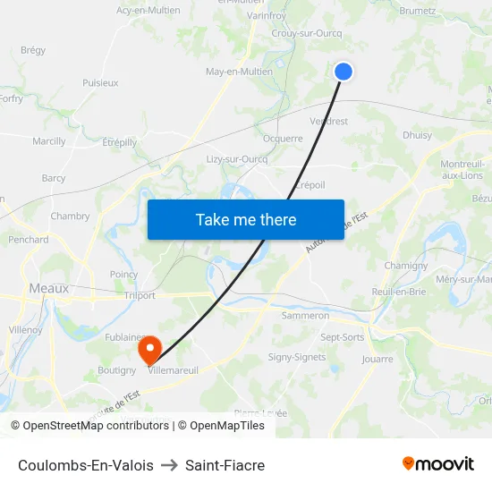 Coulombs-En-Valois to Saint-Fiacre map