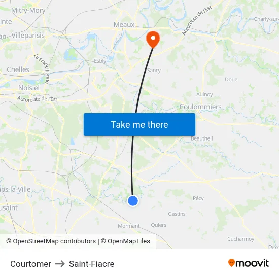 Courtomer to Saint-Fiacre map