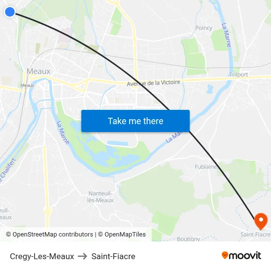 Cregy-Les-Meaux to Saint-Fiacre map