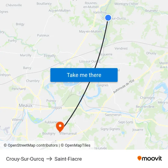 Crouy-Sur-Ourcq to Saint-Fiacre map