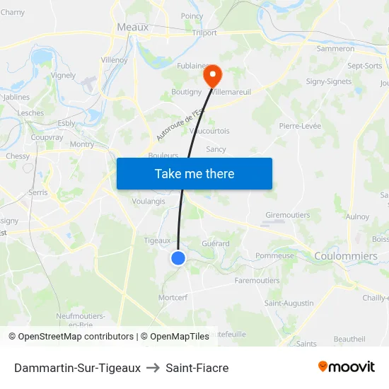 Dammartin-Sur-Tigeaux to Saint-Fiacre map