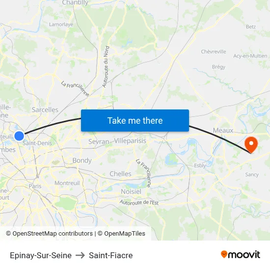 Epinay-Sur-Seine to Saint-Fiacre map