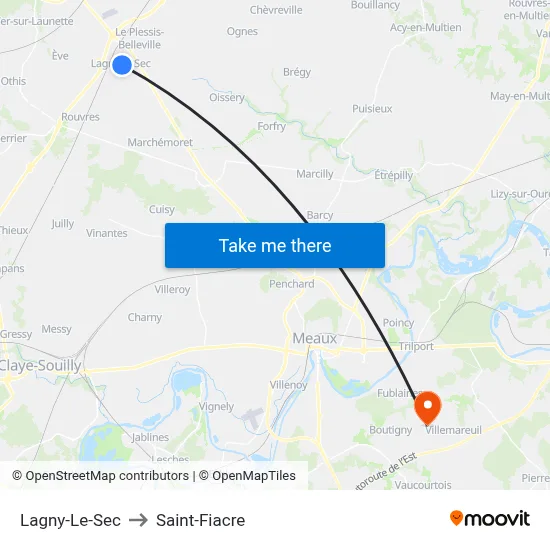 Lagny-Le-Sec to Saint-Fiacre map
