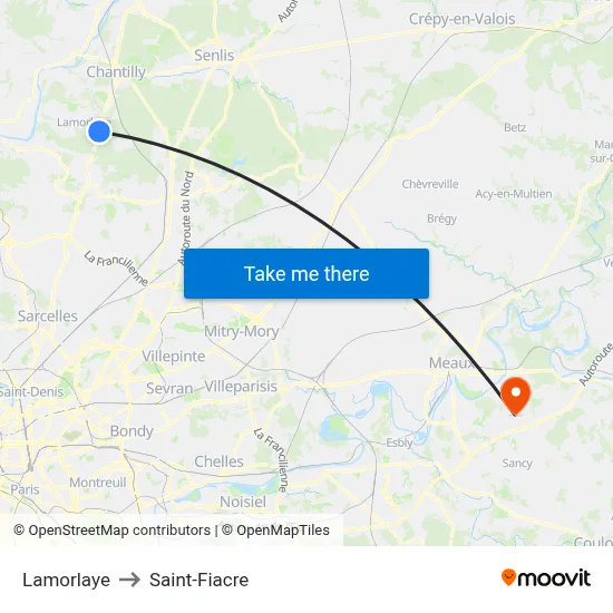 Lamorlaye to Saint-Fiacre map
