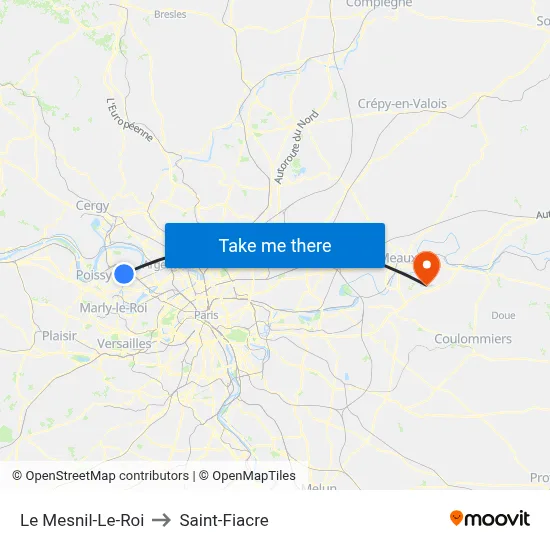 Le Mesnil-Le-Roi to Saint-Fiacre map