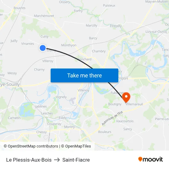 Le Plessis-Aux-Bois to Saint-Fiacre map
