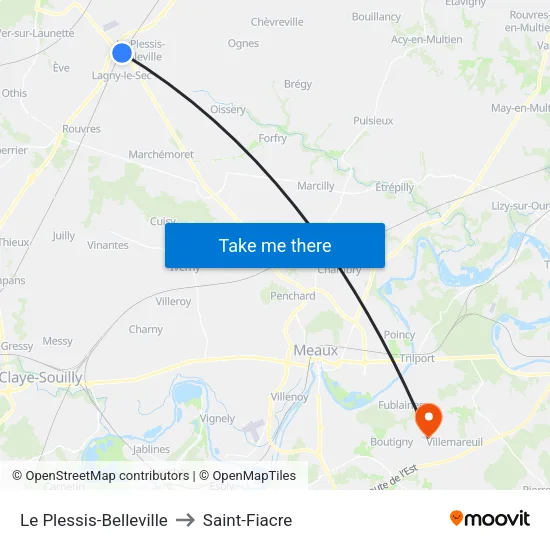 Le Plessis-Belleville to Saint-Fiacre map