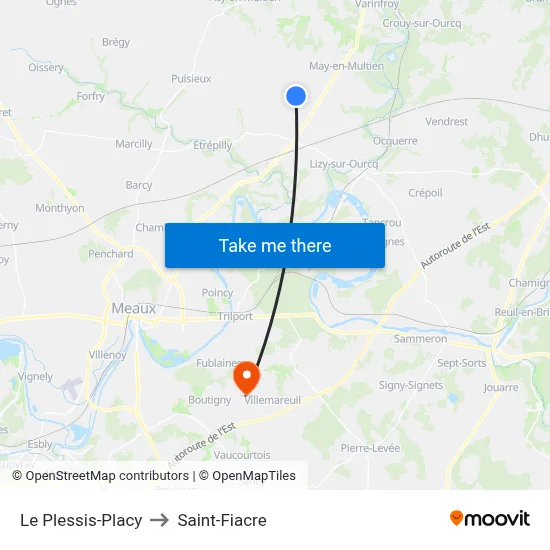 Le Plessis-Placy to Saint-Fiacre map