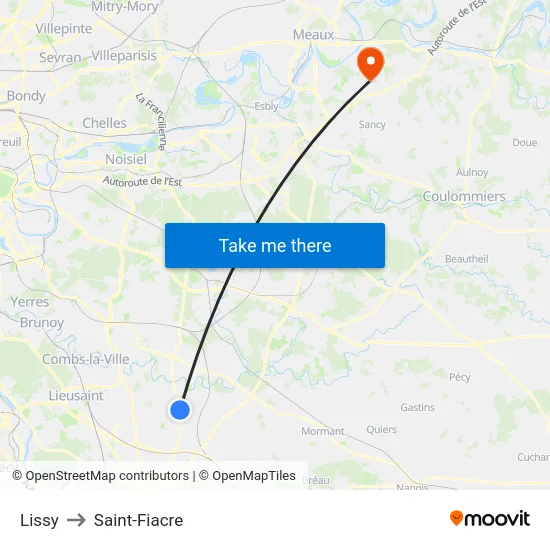 Lissy to Saint-Fiacre map