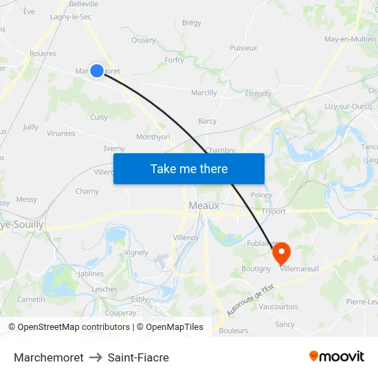 Marchemoret to Saint-Fiacre map