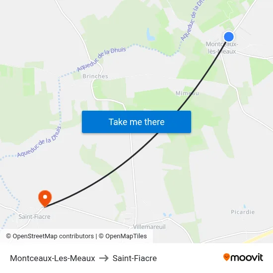 Montceaux-Les-Meaux to Saint-Fiacre map