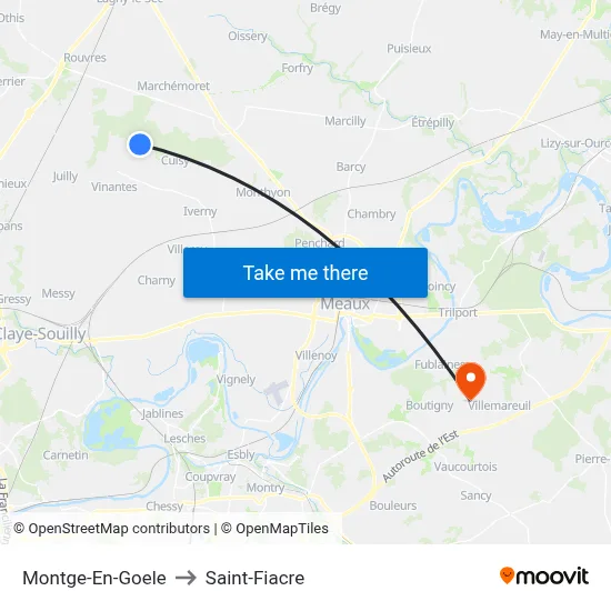 Montge-En-Goele to Saint-Fiacre map
