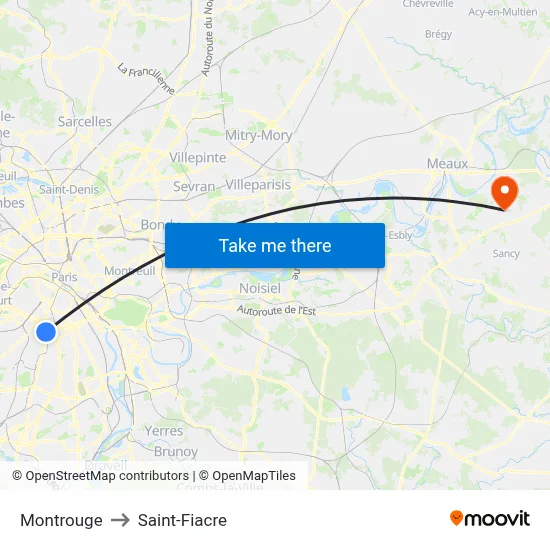 Montrouge to Saint-Fiacre map