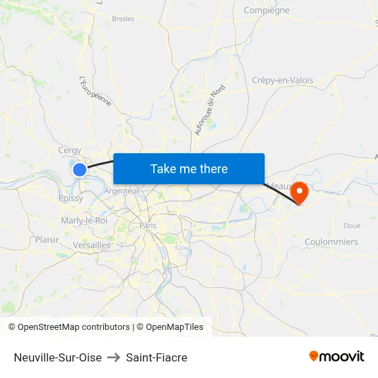 Neuville-Sur-Oise to Saint-Fiacre map