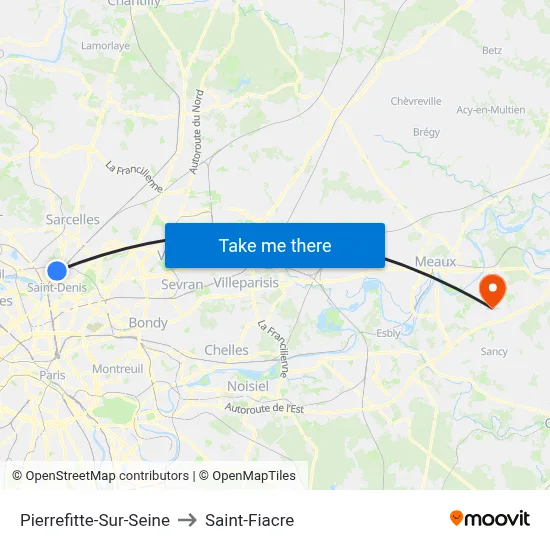 Pierrefitte-Sur-Seine to Saint-Fiacre map