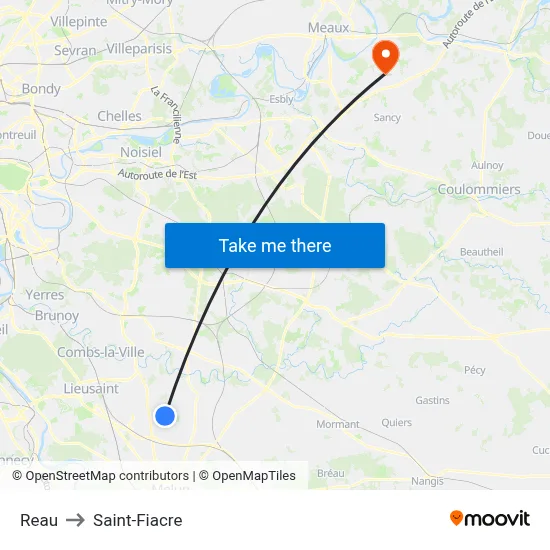 Reau to Saint-Fiacre map