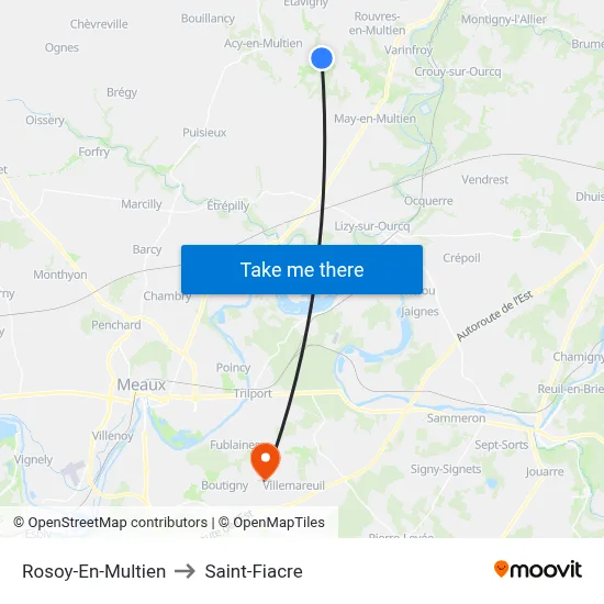 Rosoy-En-Multien to Saint-Fiacre map