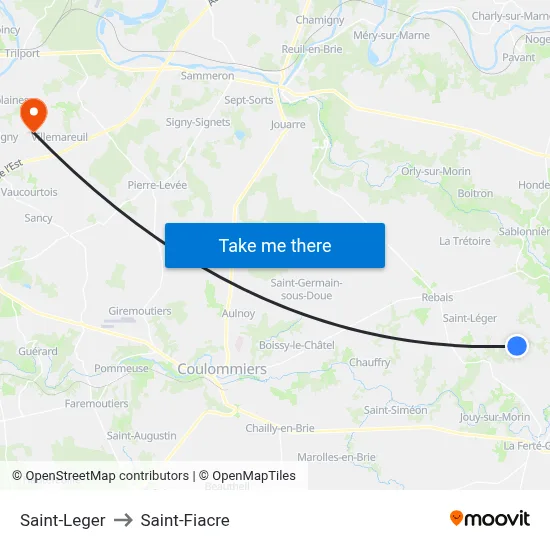 Saint-Leger to Saint-Fiacre map