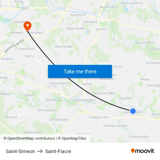 Saint-Simeon to Saint-Fiacre map