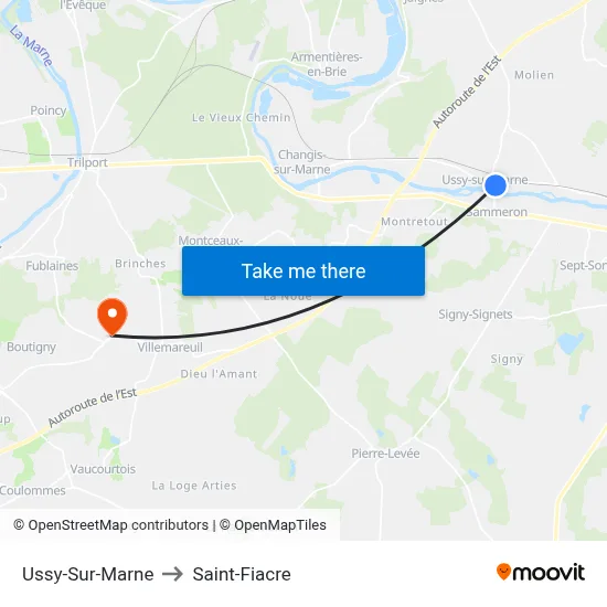 Ussy-Sur-Marne to Saint-Fiacre map