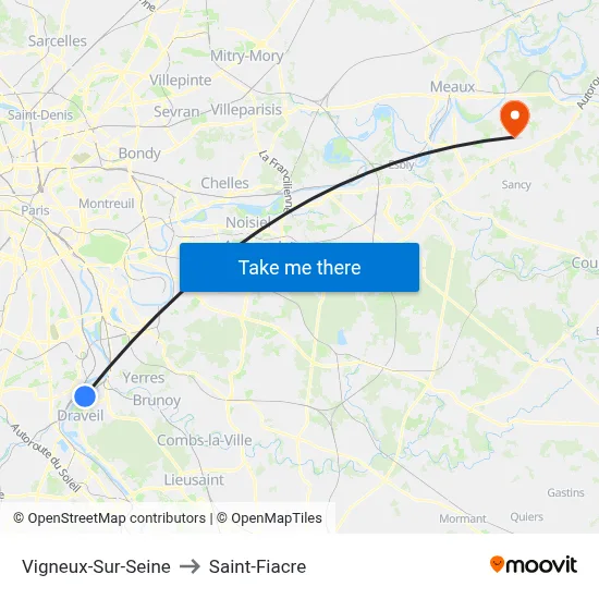 Vigneux-Sur-Seine to Saint-Fiacre map