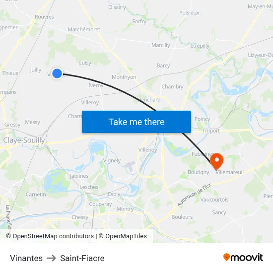 Vinantes to Saint-Fiacre map