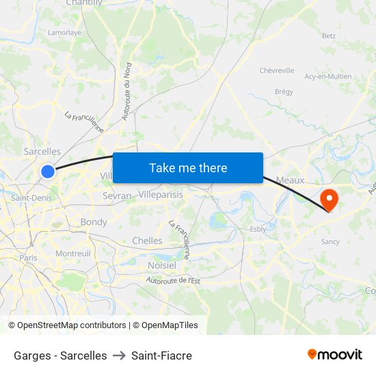Garges - Sarcelles to Saint-Fiacre map