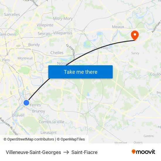 Villeneuve-Saint-Georges to Saint-Fiacre map