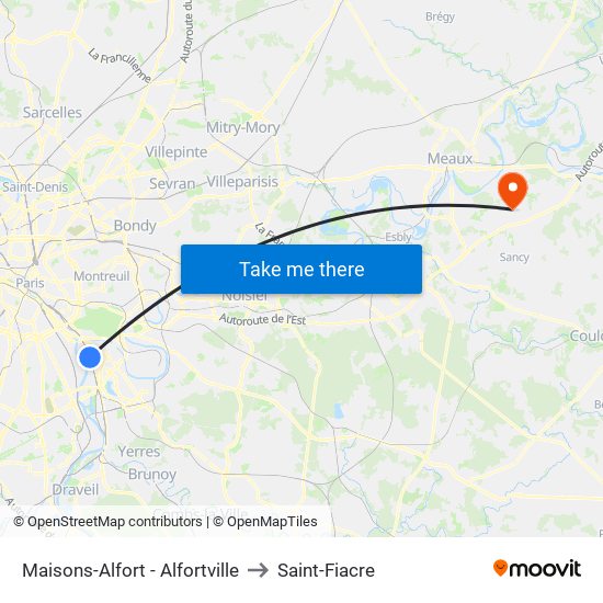 Maisons-Alfort - Alfortville to Saint-Fiacre map