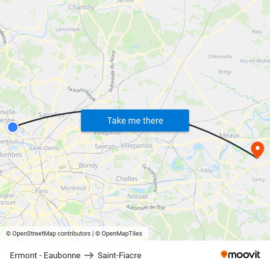Ermont - Eaubonne to Saint-Fiacre map
