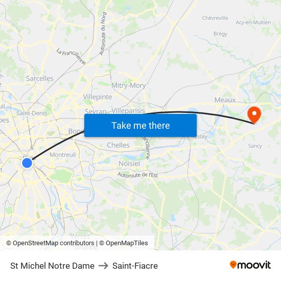 St Michel Notre Dame to Saint-Fiacre map