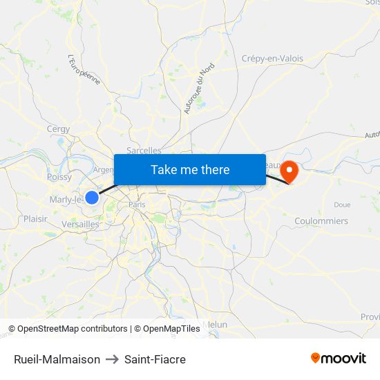 Rueil-Malmaison to Saint-Fiacre map