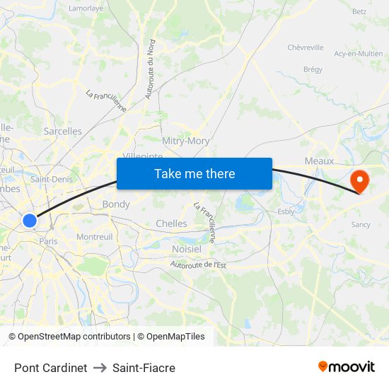 Pont Cardinet to Saint-Fiacre map