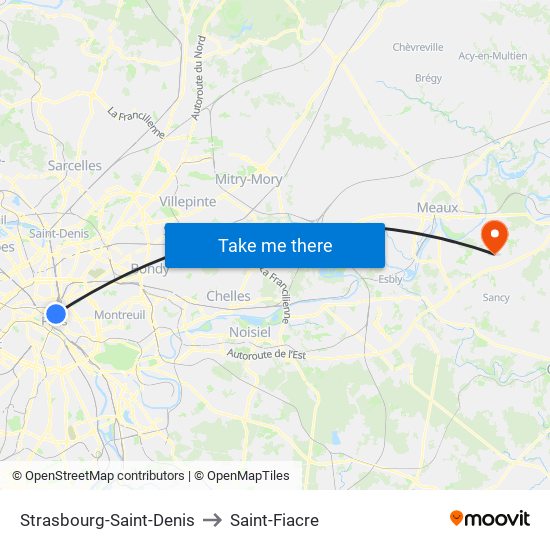 Strasbourg-Saint-Denis to Saint-Fiacre map