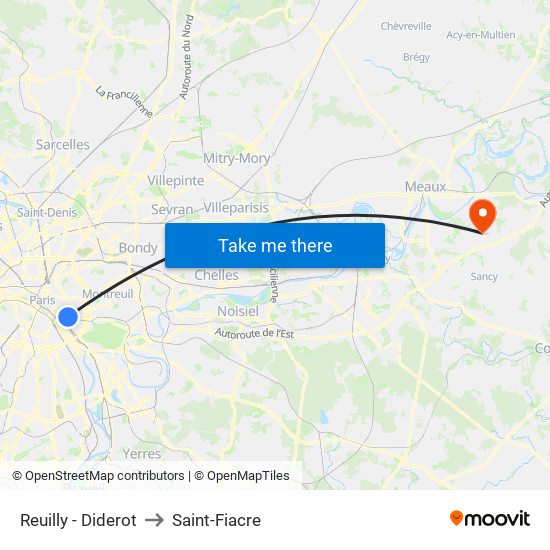 Reuilly - Diderot to Saint-Fiacre map