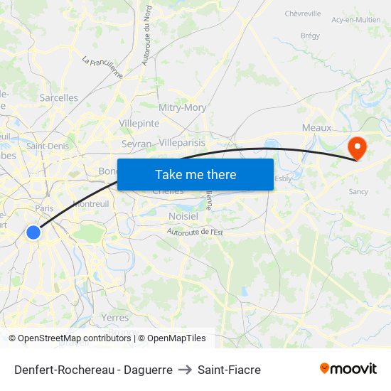 Denfert-Rochereau - Daguerre to Saint-Fiacre map