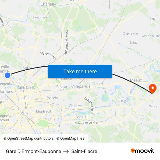 Gare D'Ermont-Eaubonne to Saint-Fiacre map