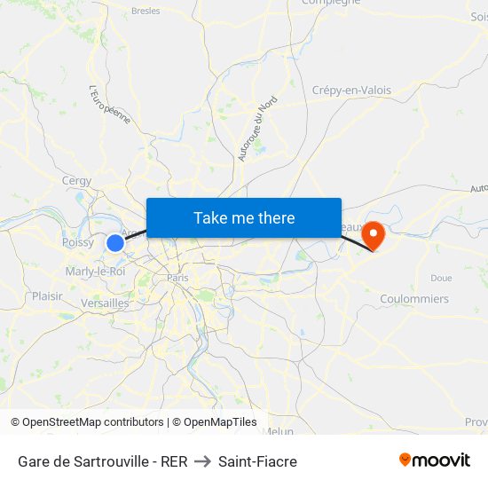 Gare de Sartrouville - RER to Saint-Fiacre map