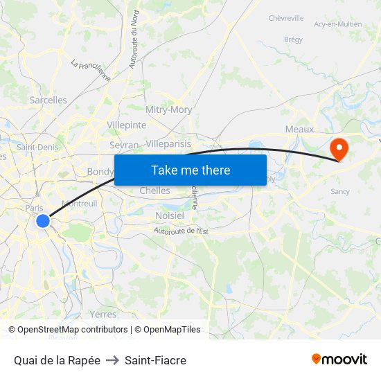 Quai de la Rapée to Saint-Fiacre map