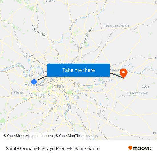 Saint-Germain-En-Laye RER to Saint-Fiacre map
