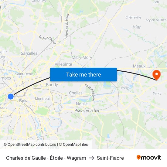 Charles de Gaulle - Étoile - Wagram to Saint-Fiacre map