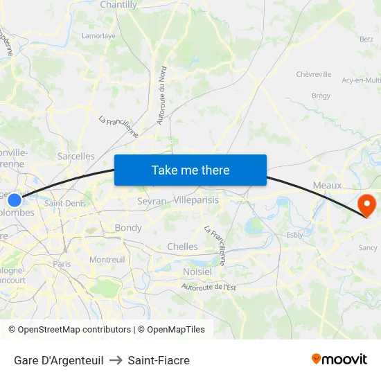 Gare D'Argenteuil to Saint-Fiacre map