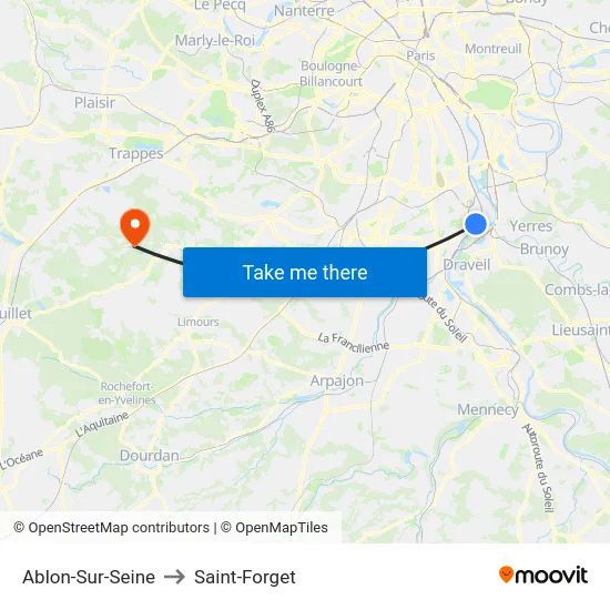 Ablon-Sur-Seine to Saint-Forget map