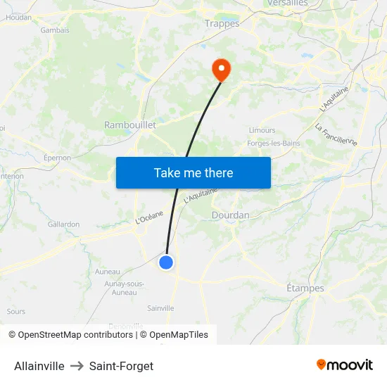 Allainville to Saint-Forget map