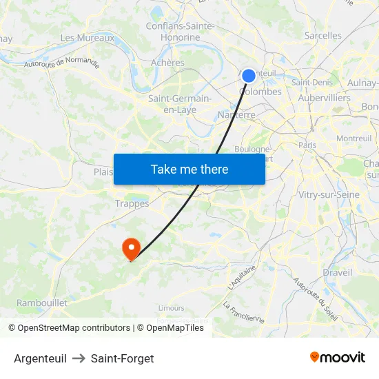 Argenteuil to Saint-Forget map