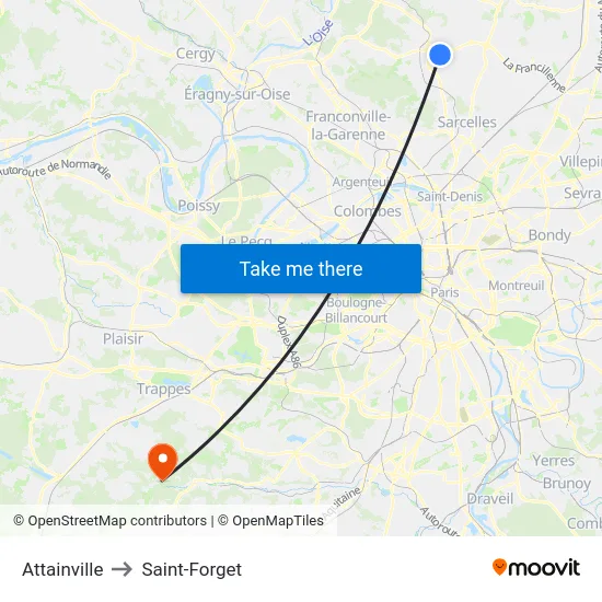Attainville to Saint-Forget map