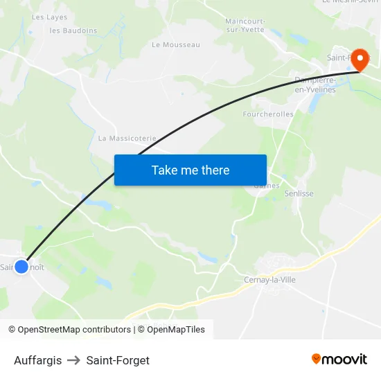 Auffargis to Saint-Forget map
